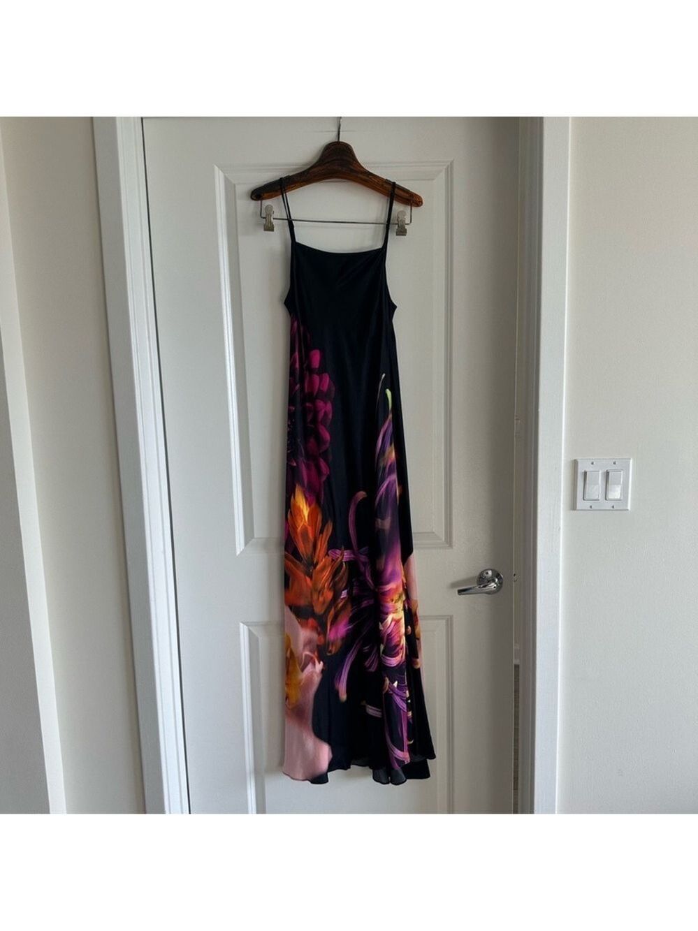 FARM RIO BLURRY FLORAL BLACK SLIP DRESS - Picture 5 of 5
